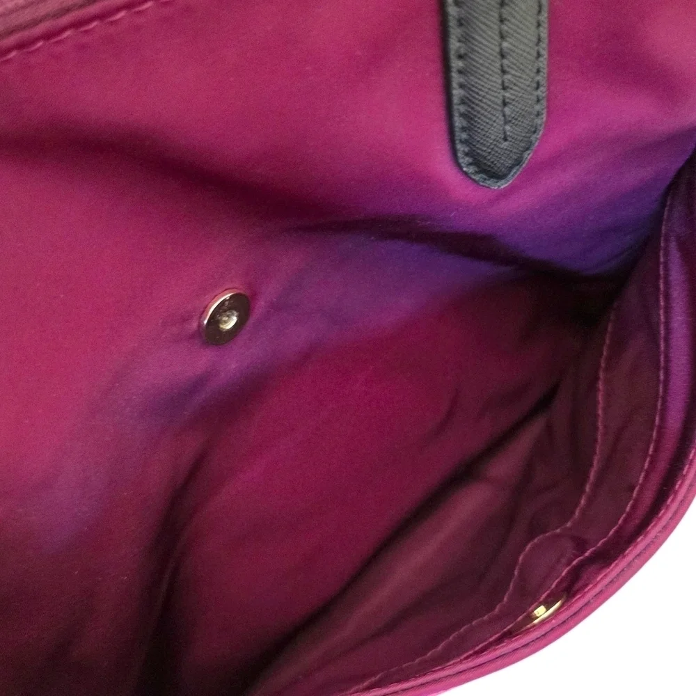Michael Kors Cranberry Nylon Tote with Black Trim